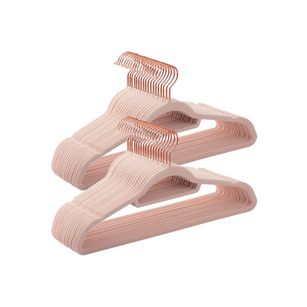 Set 50 umerase pentru haine acoperite cu catifea, Songmics, 43.5x22.5 cm, antialunecare, max 5 kg, roz - imagine 6